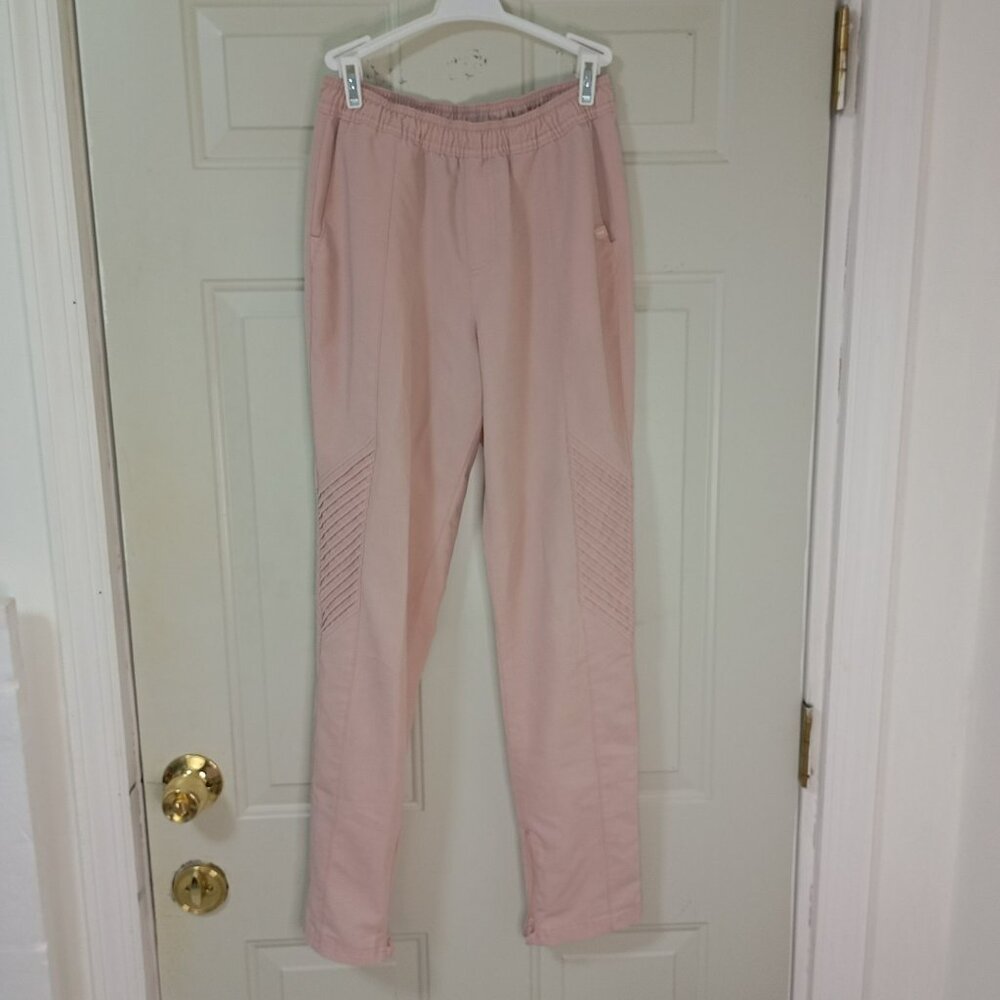 Jaanuu Women's Biker Style Medical Pants, Size XS, Pink Ankle Zippers